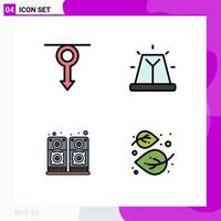 Modern Set of 4 Filledline Flat Colors Pictograph of boy music man bell speaker Editable Vector Design Elements