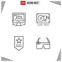 4 Icons Line Style Grid Based Creative Outline Symbols for Website Design Simple Line Icon Signs Isolated on White Background 4 Icon Set Creative Black Icon vector background