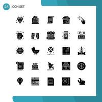 Pack of 25 creative Solid Glyphs of finger hotel shopping life usa Editable Vector Design Elements