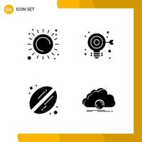 4 Icon Set Solid Style Icon Pack Glyph Symbols isolated on White Backgound for Responsive Website Designing Creative Black Icon vector background