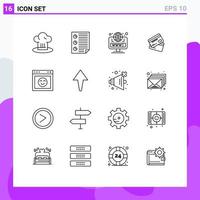 Set of 16 Commercial Outlines pack for credit card business page creditcard site Editable Vector Design Elements