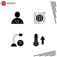 Collection of 4 Vector Icons in solid style Pixle Perfect Glyph Symbols for Web and Mobile Solid Icon Signs on White Background 4 Icons Creative Black Icon vector background