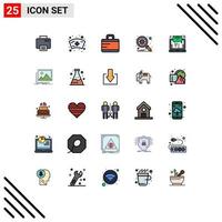 Pictogram Set of 25 Simple Filled line Flat Colors of gallery online briefcase letter search Editable Vector Design Elements