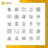 Universal Icon Symbols Group of 25 Modern Lines of web internet keyhole e counter Editable Vector Design Elements