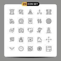 Pack of 25 Modern Lines Signs and Symbols for Web Print Media such as hierarchy cooperation globe company game Editable Vector Design Elements