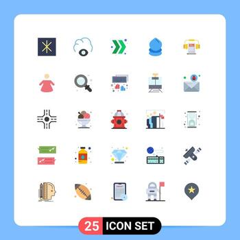 25 User Interface Flat Color Pack of modern Signs and Symbols of people headphone right audio environment Editable Vector Design Elements