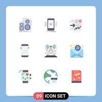 Stock Vector Icon Pack of 9 Line Signs and Symbols for mobile phone gps chart report Editable Vector Design Elements