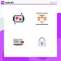 Pack of 4 Modern Flat Icons Signs and Symbols for Web Print Media such as baking business tray presentation credit card Editable Vector Design Elements