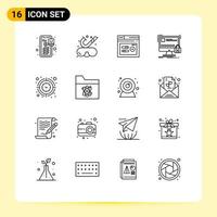 16 Universal Outline Signs Symbols of clock safety keyword lock protect Editable Vector Design Elements