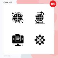 4 Creative Icons Modern Signs and Symbols of global development strategy internet web Editable Vector Design Elements