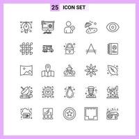 25 Icons in Line Style Outline Symbols on White Background Creative Vector Signs for Web mobile and Print Creative Black Icon vector background