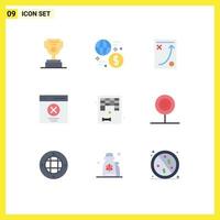 9 Thematic Vector Flat Colors and Editable Symbols of message error transaction communication strategy Editable Vector Design Elements