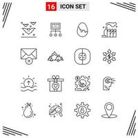 16 Icons Line Style Grid Based Creative Outline Symbols for Website Design Simple Line Icon Signs Isolated on White Background 16 Icon Set Creative Black Icon vector background