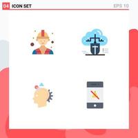 Universal Icon Symbols Group of 4 Modern Flat Icons of builder imaginative mouse online idea Editable Vector Design Elements