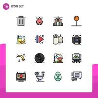 16 iconos creativos signos y símbolos modernos de puntero de bebida celebración pin boda elementos de diseño de vectores creativos editables