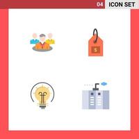 Flat Icon Pack of 4 Universal Symbols of group energy conversation label solution Editable Vector Design Elements