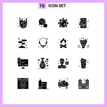 Stock Vector Icon Pack of 16 Line Signs and Symbols for pointer directions music arrow mobile Editable Vector Design Elements