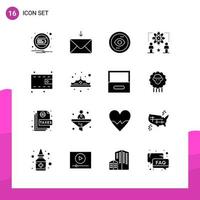 conjunto de iconos de glifo paquete de 16 iconos sólidos aislados en fondo blanco para el diseño de sitios web receptivos, impresión y aplicaciones móviles, fondo de vector de icono negro creativo