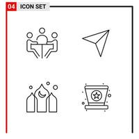 4 General Icons for website design print and mobile apps 4 Outline Symbols Signs Isolated on White Background 4 Icon Pack Creative Black Icon vector background