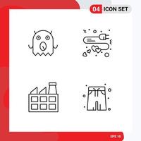 4 Thematic Vector Filledline Flat Colors and Editable Symbols of monster industry extension heart water Editable Vector Design Elements