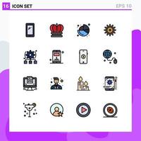 16 iconos creativos signos y símbolos modernos del sistema gear empire cog pie elementos de diseño de vectores creativos editables