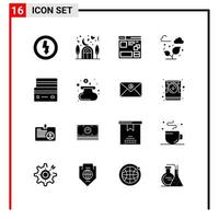 16 íconos generales para el diseño de sitios web, impresión y aplicaciones móviles 16 símbolos de glifo signos aislados en fondo blanco 16 icon pack creative black icon vector background