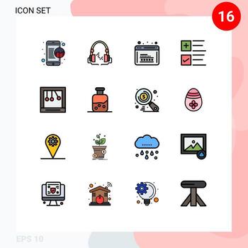 16 User Interface Flat Color Filled Line Pack of modern Signs and Symbols of calm plus coding tick web security Editable Creative Vector Design Elements