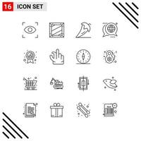 conjunto de 16 iconos de interfaz de usuario modernos símbolos signos para mensaje foro chili discusión vegetales elementos de diseño vectorial editables vector