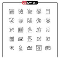 Set of 25 Commercial Lines pack for devices settings power options trash Editable Vector Design Elements