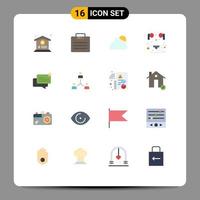 16 User Interface Flat Color Pack of modern Signs and Symbols of online chat cloud headset hardware Editable Pack of Creative Vector Design Elements