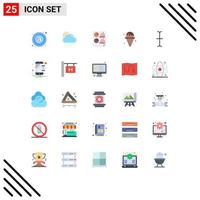 Set of 25 Modern UI Icons Symbols Signs for cursor ice cream sun water page Editable Vector Design Elements