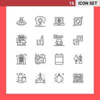 Pictogram Set of 16 Simple Outlines of book saver search life internet Editable Vector Design Elements