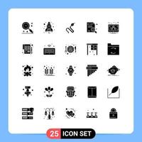 User Interface Pack of 25 Basic Solid Glyphs of management search animal report find Editable Vector Design Elements