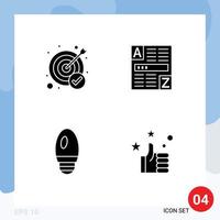 Set of 4 Modern UI Icons Symbols Signs for achievement candle target code favorites Editable Vector Design Elements