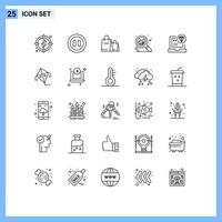 25 Universal Lines Set for Web and Mobile Applications coding browser handbag app search Editable Vector Design Elements