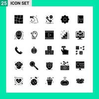 Pack of 25 Solid Style Icon Set Glyph Symbols for print Creative Signs Isolated on White Background 25 Icon Set Creative Black Icon vector background