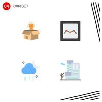 4 Universal Flat Icon Signs Symbols of box storage solution chart weather Editable Vector Design Elements