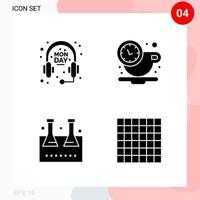 Vector Pack of 4 Icons in Solid Style Creative Glyph Pack isolated on White Background for Web and Mobile Creative Black Icon vector background