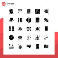 25 Solid Glyph concept for Websites Mobile and Apps ring circle check setting development Editable Vector Design Elements
