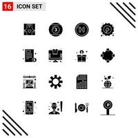 paquete de iconos de vector de stock de 16 signos y símbolos de línea para elementos de diseño de vector editables de salud de línea de juego hidroeléctrico