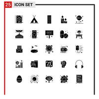 Modern Set of 25 Solid Glyphs Pictograph of lollipop confect control nature fire Editable Vector Design Elements