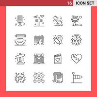 16 Icon Pack Line Style Outline Symbols on White Background Simple Signs for general designing Creative Black Icon vector background