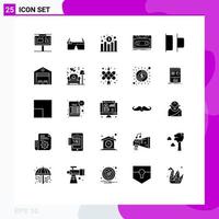 Group of 25 Solid Glyphs Signs and Symbols for record record smart demo revenue Editable Vector Design Elements