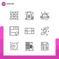 Outline Icon set Pack of 9 Line Icons isolated on White Background for responsive Website Design Print and Mobile Applications Creative Black Icon vector background