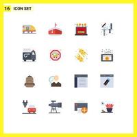 16 User Interface Flat Color Pack of modern Signs and Symbols of car firefighter laptop painting art Editable Pack of Creative Vector Design Elements