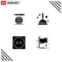 Solid Glyph Pack of 4 Universal Symbols of world tumble dry cleaning care flag Editable Vector Design Elements