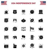 feliz día de la independencia 25 paquete de iconos de glifos sólidos para web y gorra impresa director de estados unidos fútbol americano elementos de diseño vectorial editables del día de estados unidos vector