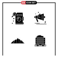 Set of 4 Solid Style Icons for web and mobile Glyph Symbols for print Solid Icon Signs Isolated on White Background 4 Icon Set Creative Black Icon vector background
