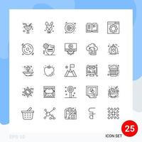 Line Pack of 25 Universal Symbols of disk seo marketing optimization education Editable Vector Design Elements