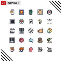 25 User Interface Filled line Flat Color Pack of modern Signs and Symbols of tag interface gps overlay frame Editable Vector Design Elements